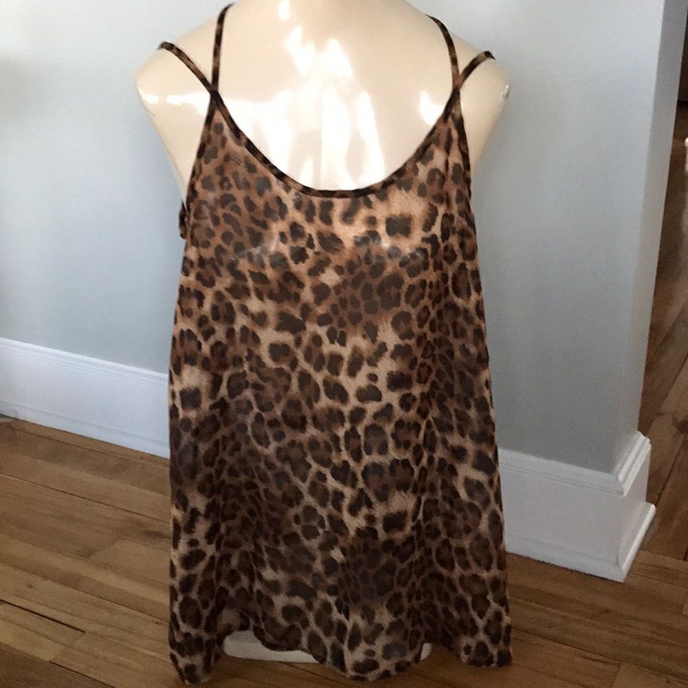 audrey brown sheer leopard print top, medium